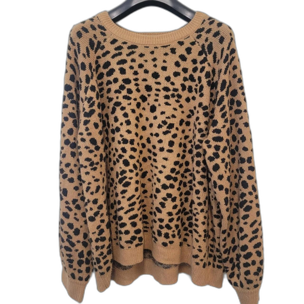 Crown & Ivy Brown Leopard Print Sweater Size XXL